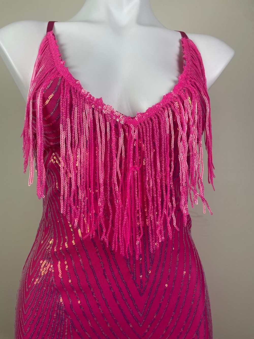 Stretchy Sequin Fringe Party Dress - Picture 8 of 13